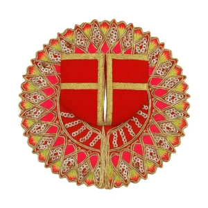 Laddu Gopal Ji Dress – Designer Embroidered Poshak (Red & Golden)